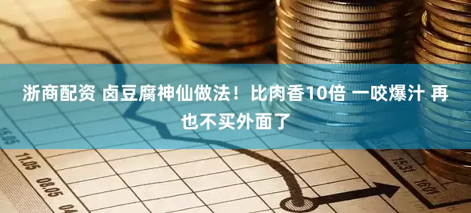 浙商配资 卤豆腐神仙做法！比肉香10倍 一咬爆汁 再也不买外面了